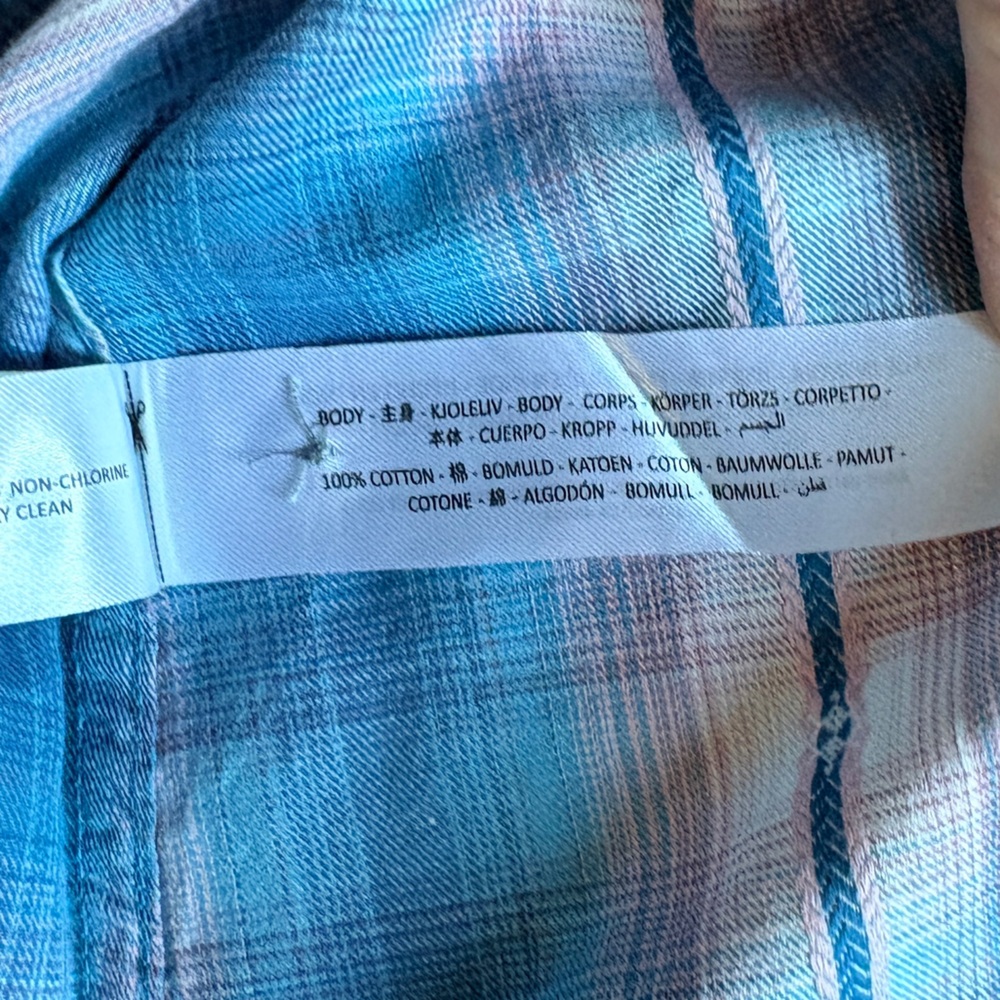 ARIAT REAL Billie Jean Relaxed Fit Aqua & Pink Dobby Plaid Shirt Large NWT - Picture 4 of 7